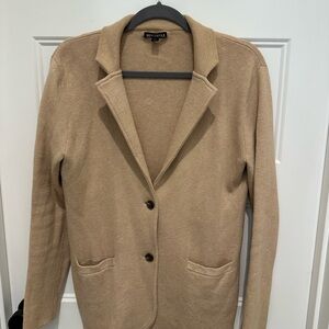 J. Crew Mercantile Camel Sweater Blazer with Tailored Cut and Notched Lapels